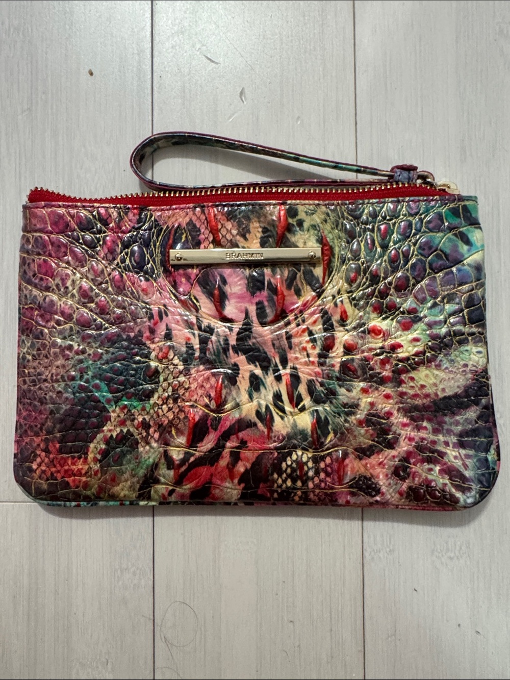 Brahmin Multicolor Floral-Print Wristlet in Pink, Red, Green